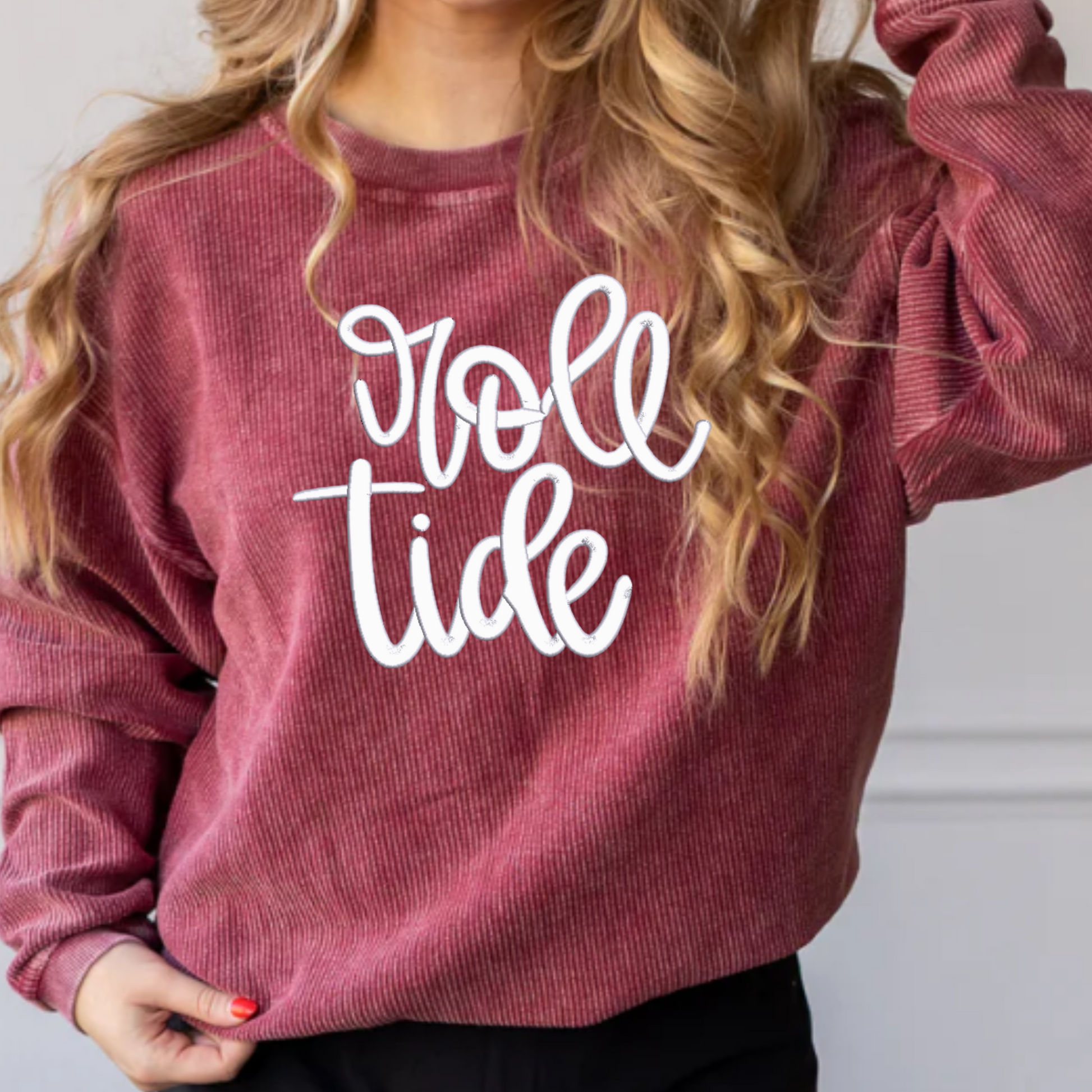 Embroidered Corded Crew