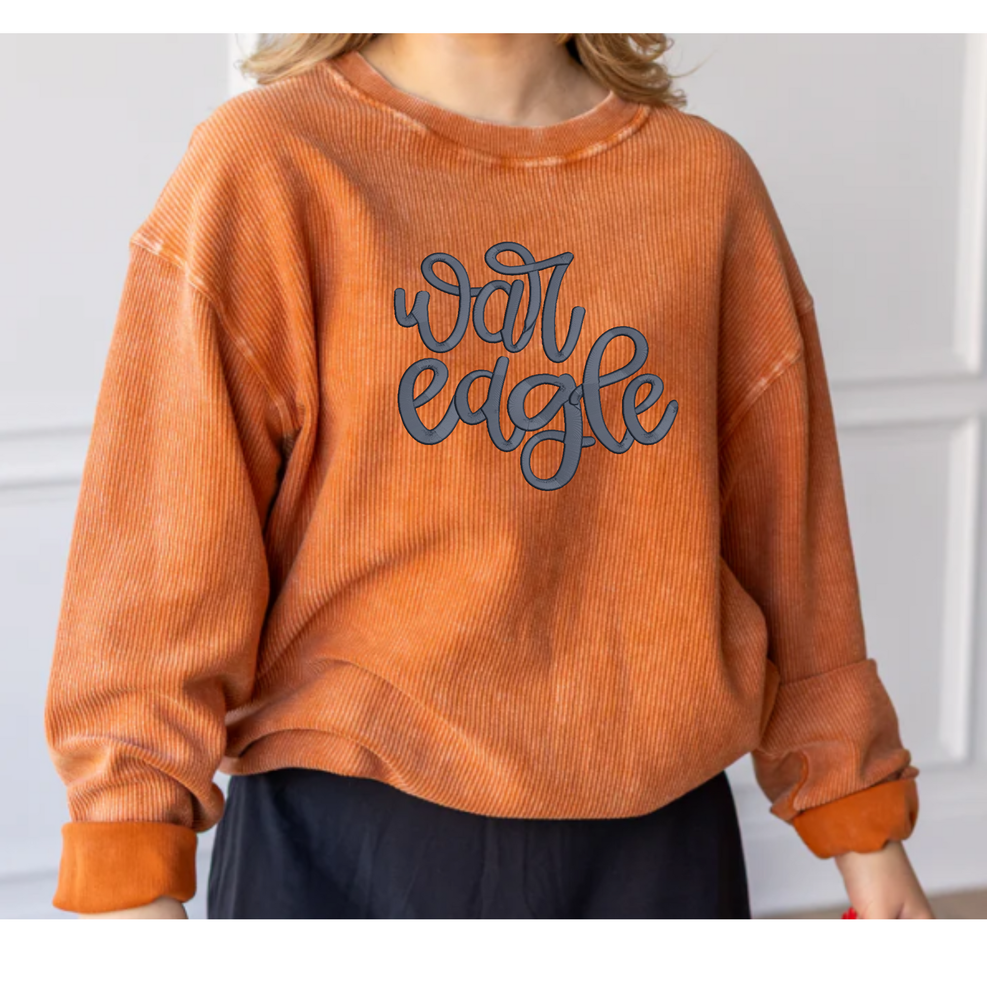 Embroidered Corded Crew