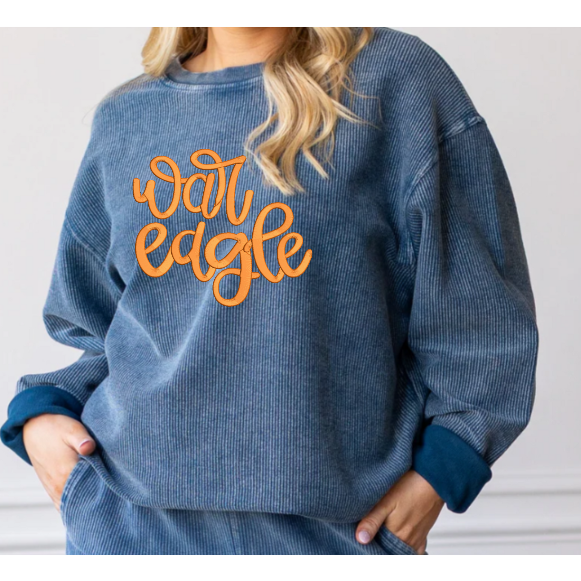 Embroidered Corded Crew