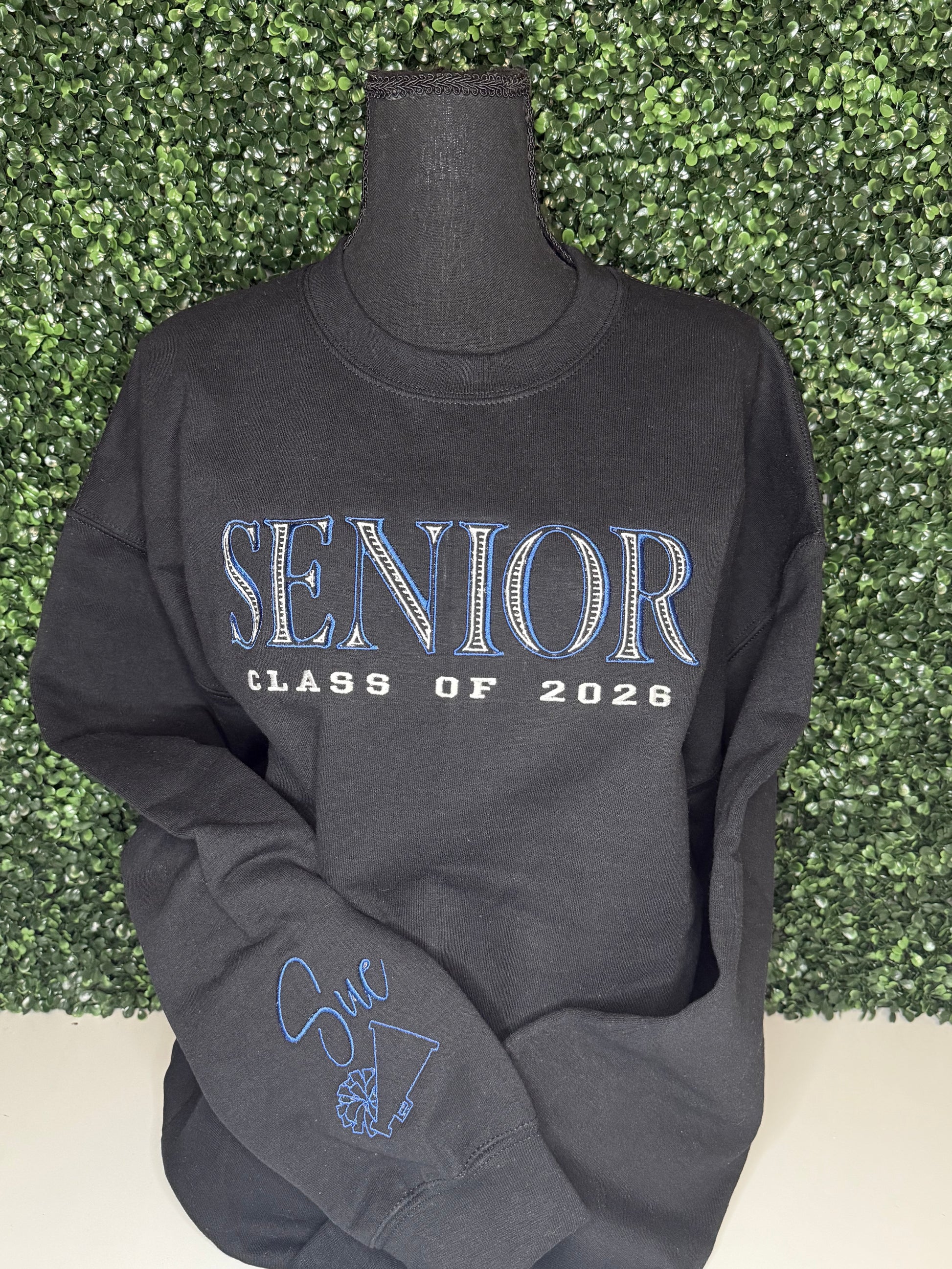 Embroidered Ribbed Senior Crewneck