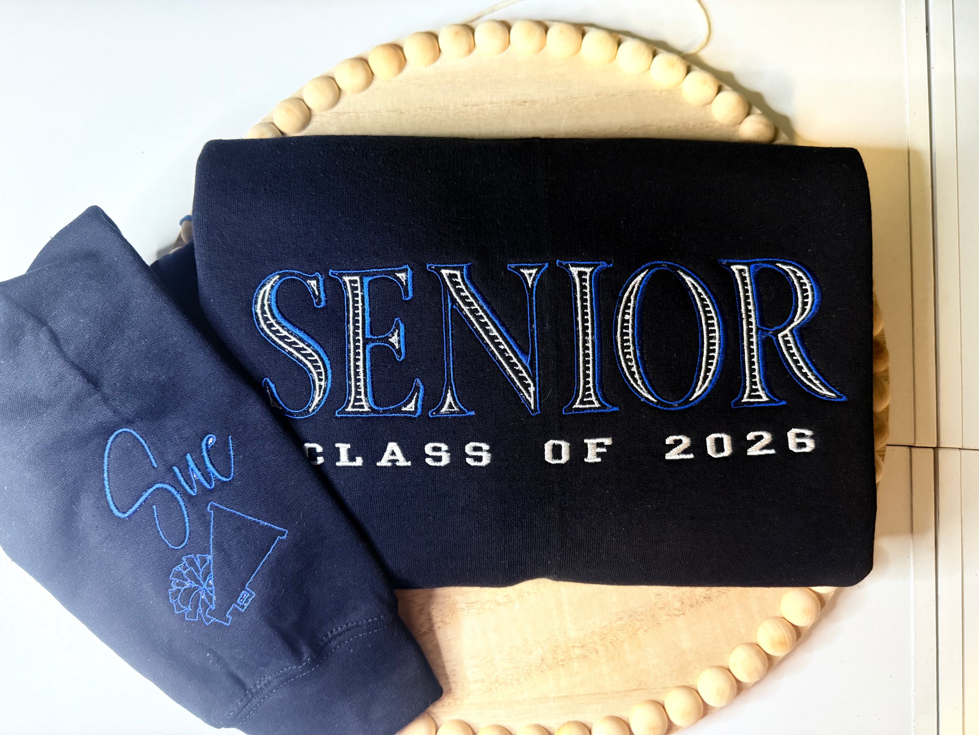 Embroidered Ribbed Senior Crewneck