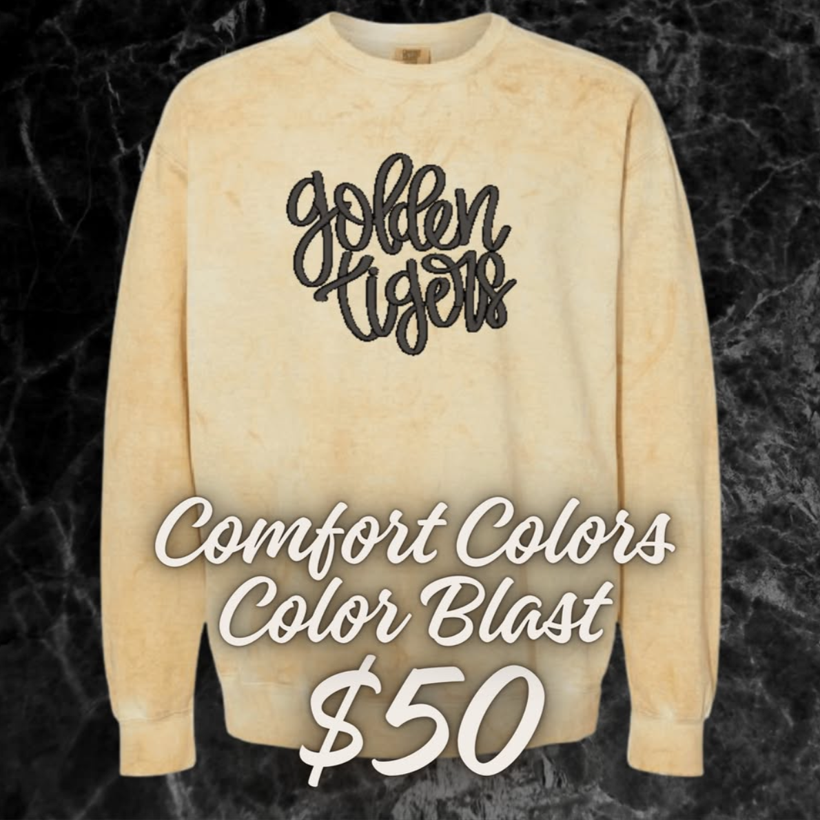 Gold Color Blast Embroidered Sweatshirt